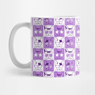 Frenchies with Glasses Pattern Purple Mug